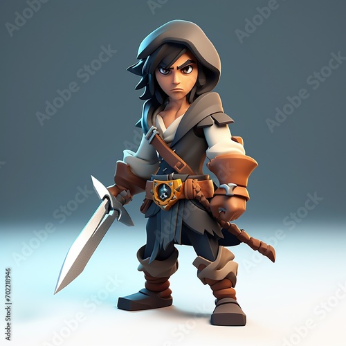 rogue character with a dagger in the style of lowboy art cartoonlike character AI Generated