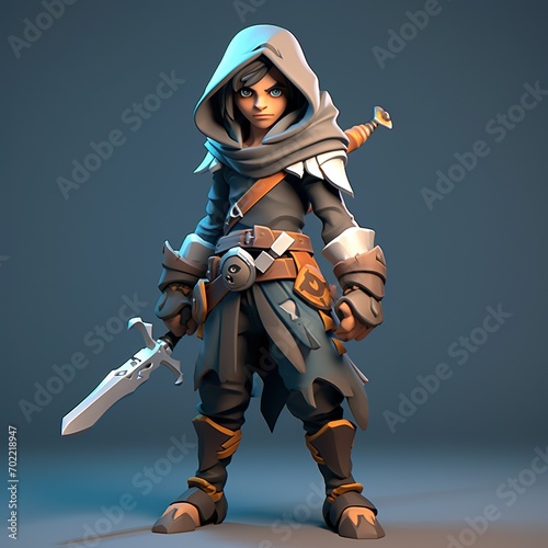 rogue character with a dagger in the style of lowboy art cartoonlike character AI Generated