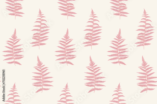 Pastel light shape leaves branches fern seamless pattern. Vector hand drawn sketch. Simple botanical background with stylized artistic leaf stems. Design for fashion, fabric, wallpaper