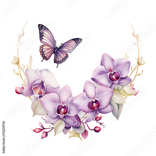 Frame of Orchid Love Letter Rice Paper Asian Floral Love Letter Orchi Clipart Isolated Design Tshirt Folded Envelove Creative Design Concept PNG Transparent Valentine Event  © Gimi Totori
