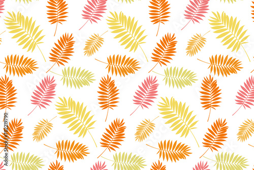 Yellow and orange palm leaves, repeating pattern
