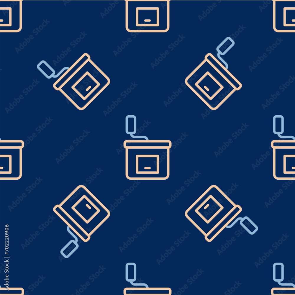 Line Manual coffee grinder icon isolated seamless pattern on blue background. Vector Line Manual coffee grinder icon isolated seamless pattern on blue background. Vector