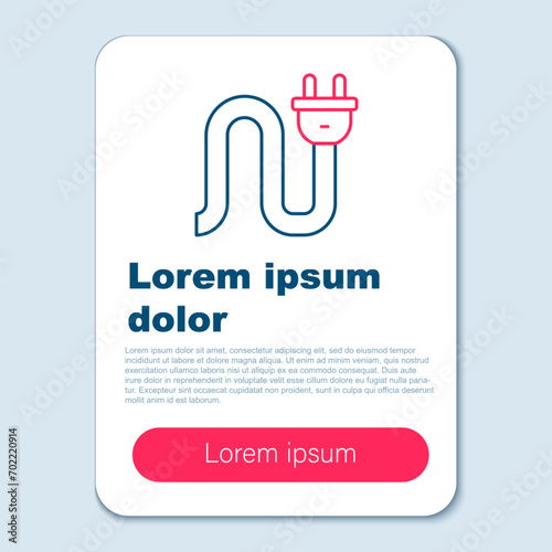 Line Electric plug icon isolated on grey background. Concept of connection and disconnection of the electricity. Colorful outline concept. Vector
