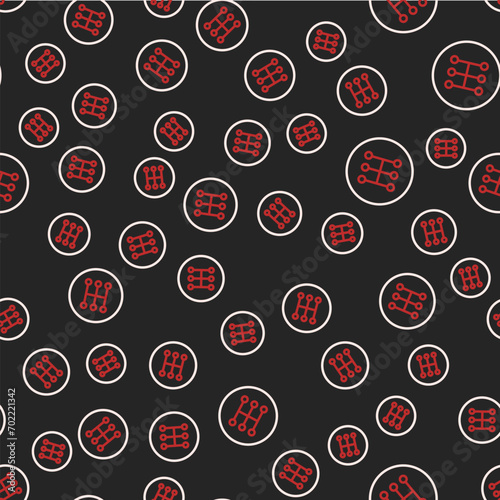 Line Gear shifter icon isolated seamless pattern on black background. Manual transmission icon.  Vector