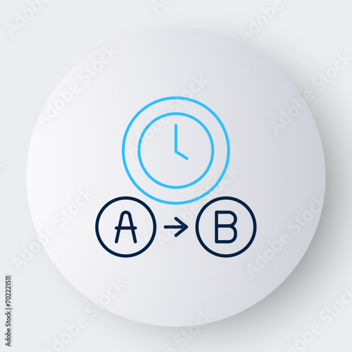 Line Taxi waiting time icon isolated on white background. Car deadline, schedule ride. Colorful outline concept. Vector