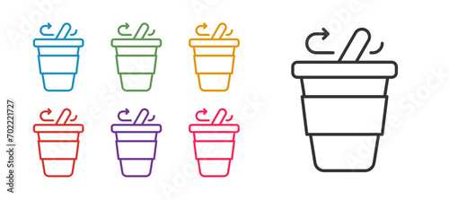 Set line Coffee cup to go icon isolated on white background. Set icons colorful. Vector