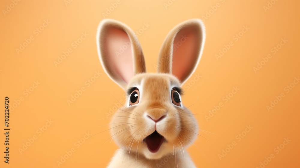 Fototapeta premium photo portrait of bunny or rabbit on peach background for digital printing wallpaper, custom design, easter concept