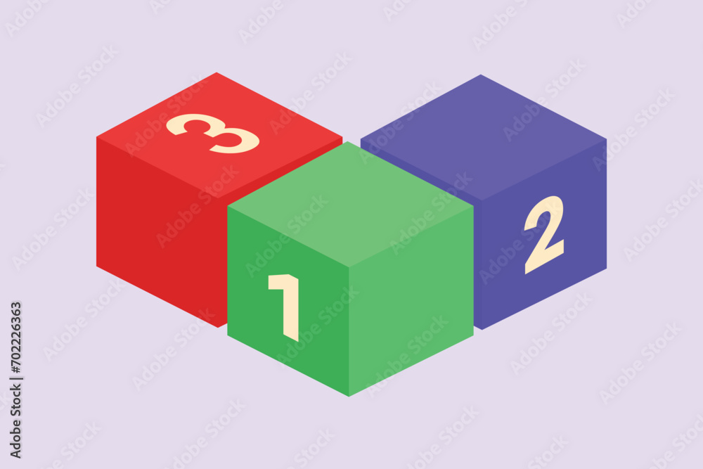 Bricks with numbers. Numeral cube concept. Colored flat vector illustration isolated. Bricks with numbers. Numeral cube concept. Colored flat vector illustration isolated.