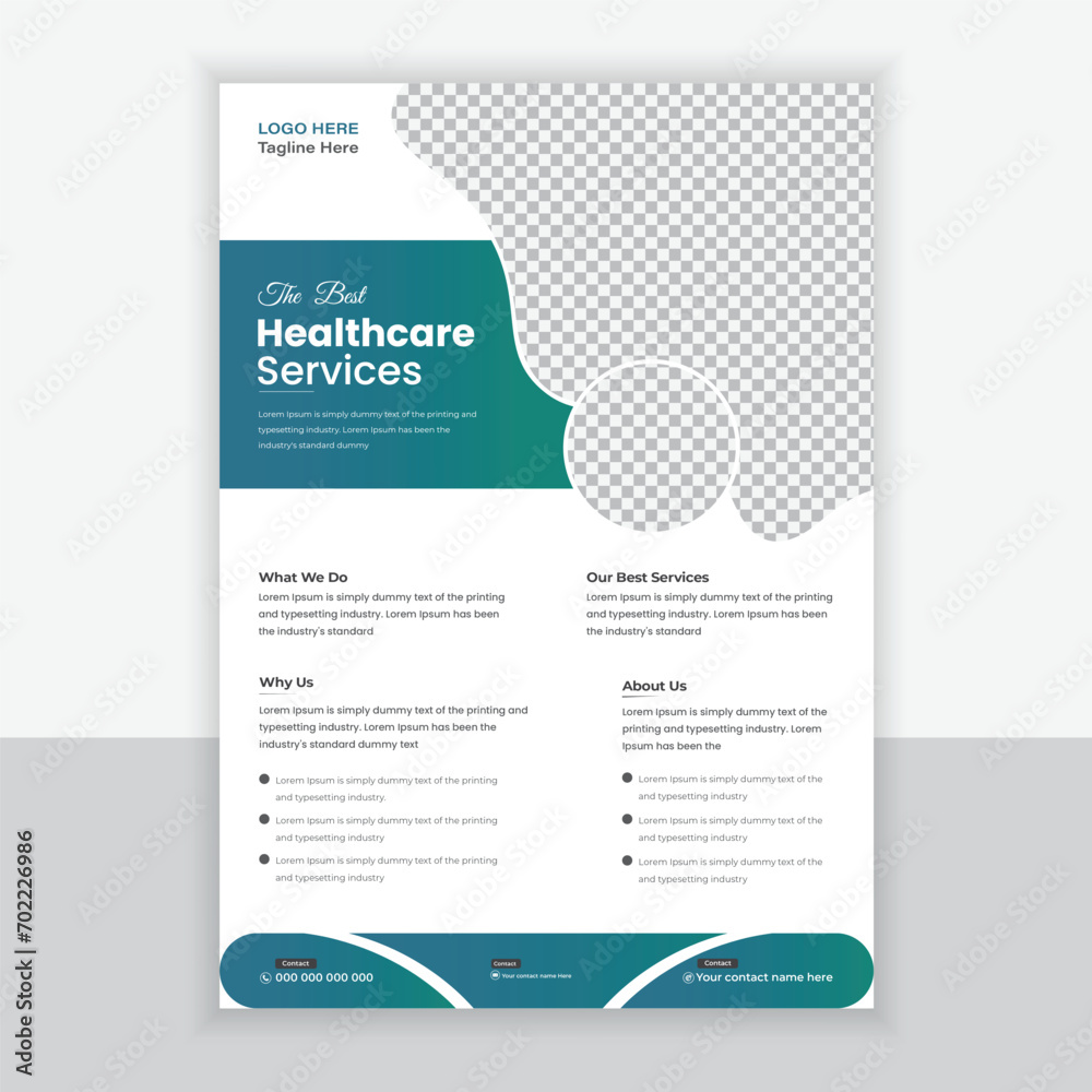 Medical Flyer Or Brochure Design Template For your business With Solid And Gradient Colors