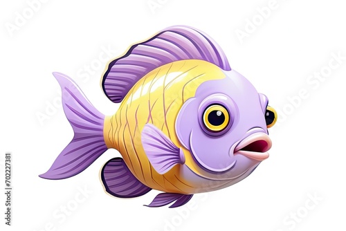 Whimsical underwater scene: Tropical fish in colorful illustration isolated on a white background.