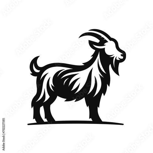 logotype of a goat, black and white, small size, isolated	
