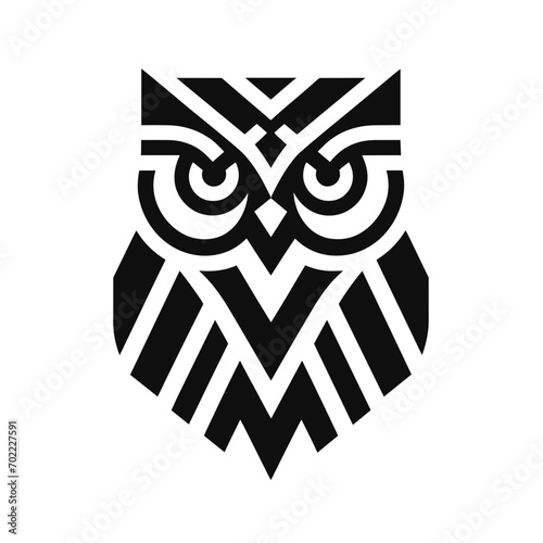 logotype of a owl, black and white, small size, isolated	
