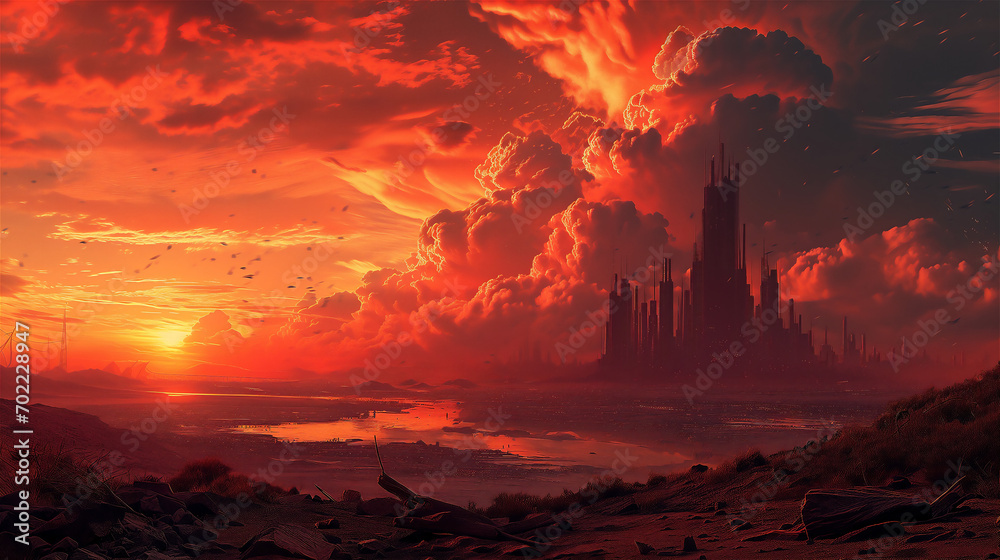 Apocaliptic fictional image after nuclear attack Apocaliptic fictional image after nuclear attack