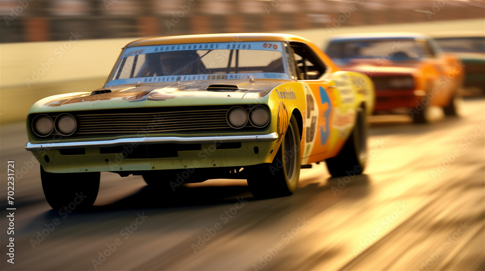 Speed chase of a race car on a circuit Speed chase of a race car on a circuit