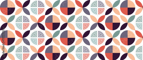 Geometric pattern vector background with Scandinavian abstract color or Swiss geometry prints of rectangles, squares and circles shape design