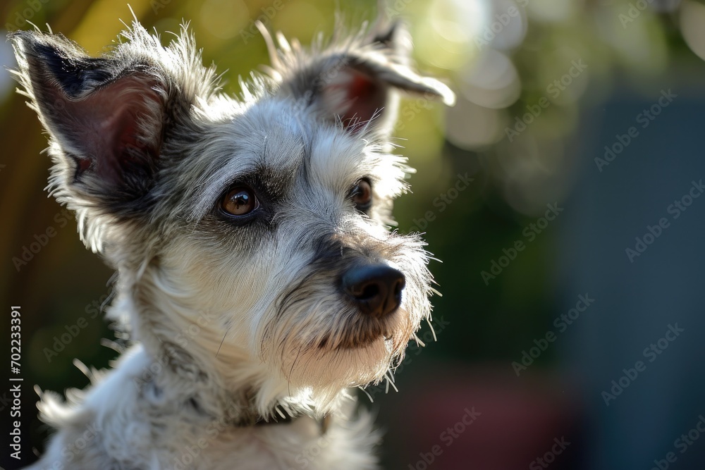 A playful terrier with a fluffy coat sniffs the outdoor air, eagerly anticipating their next adventure as a loyal and beloved pet A playful terrier with a fluffy coat sniffs the outdoor air, eagerly anticipating their next adventure as a loyal and beloved pet