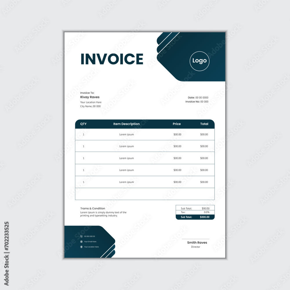 Modern and creative invoice layout and template