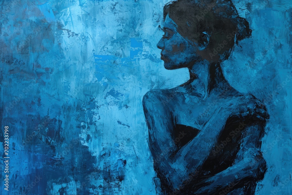 A modern masterpiece, a woman's portrait brought to life through fluid