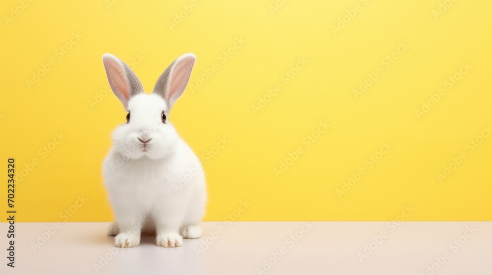 Obraz premium Easter bunny on a plain background, minimalism, space for text