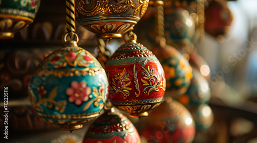 Easter Egg Carousel Delight:  A festive Easter egg carousel with intricately painted eggs, spinning joyfully and delighting onlookers © Наталья Евтехова