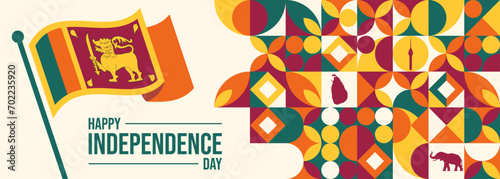 Wallpaper Mural Sri Lanka Independence day banner with flag map and landmark  Torontodigital.ca