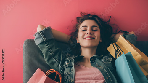 Smiling women with shopping bags