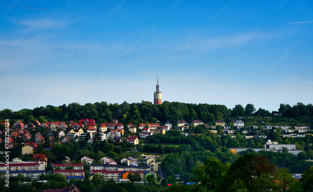 Panoramablick über die Goldstadt Pforzheim in Baden-Wuerttemberg, Deutschland