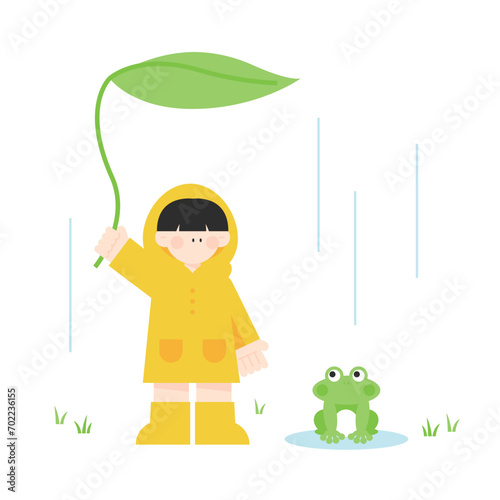 rainy day leaf umbrella cute raincoat kids frog