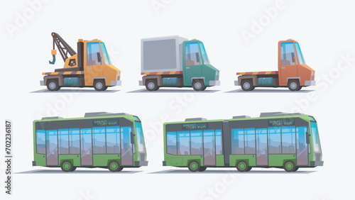 tow truck and other commercial cars set