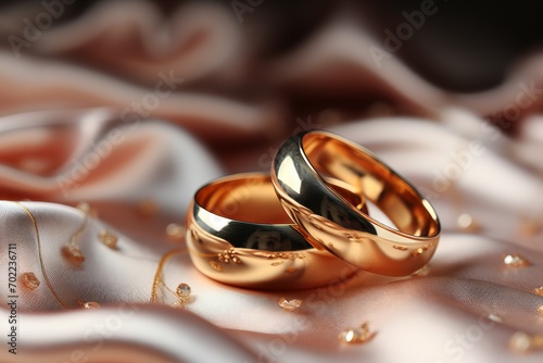 Wedding rings close-up. Concept: marriage proposal, jewelry for two