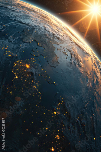 Fototapeta Naklejka Na Ścianę i Meble -  Planet earth and sun from outer space