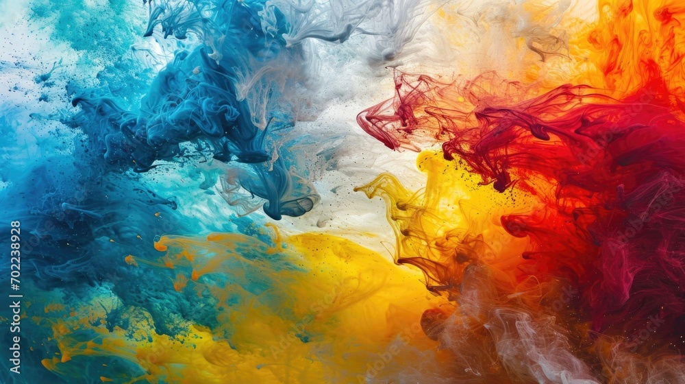 A Mesmerizing Display of Multicolored Smoke and Water