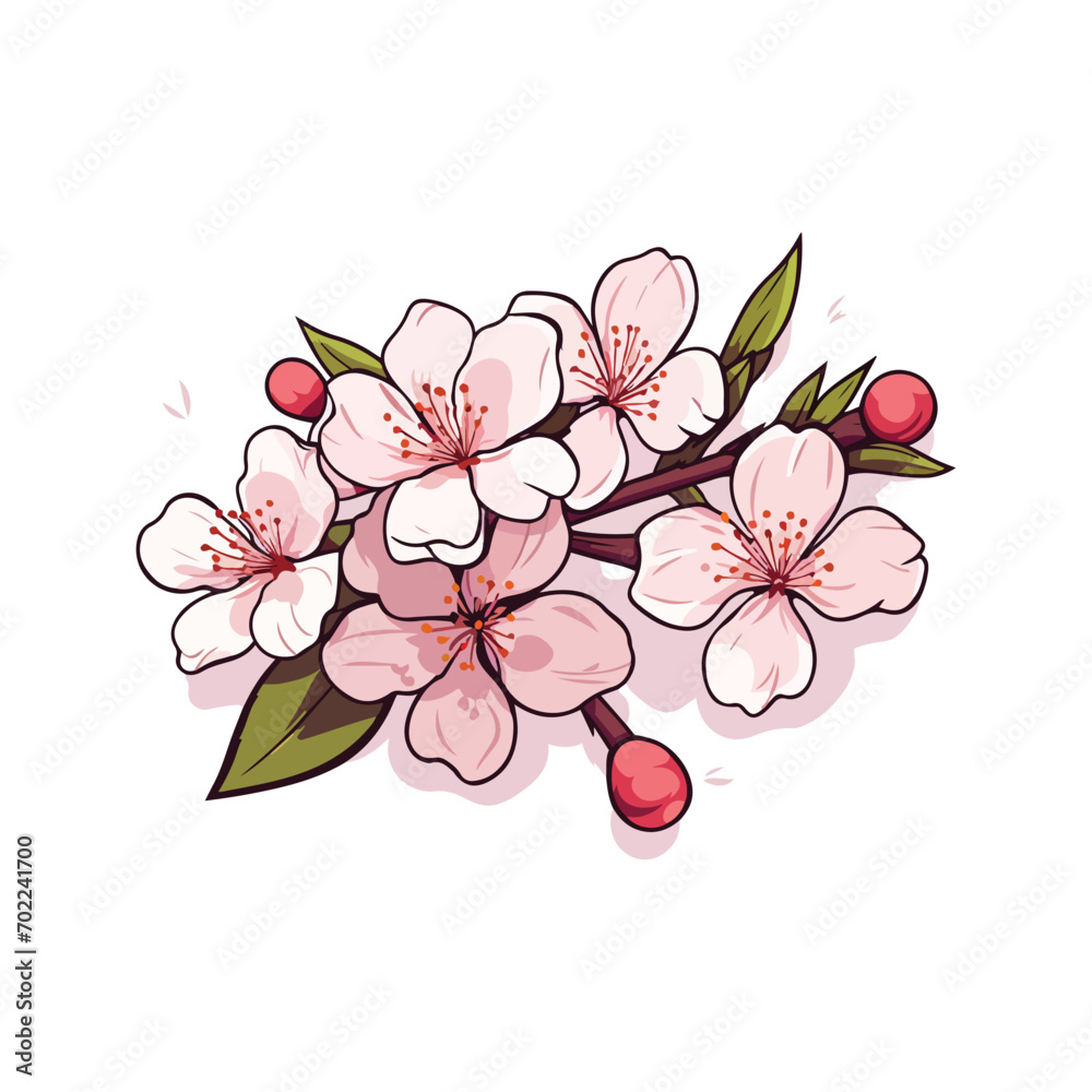 cherry blossom branch isolated design