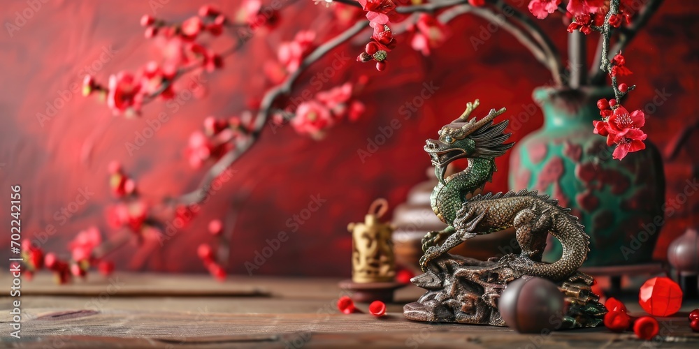 Obraz premium Happy new year 2024 year of the dragon. Chinese new year of the dragon