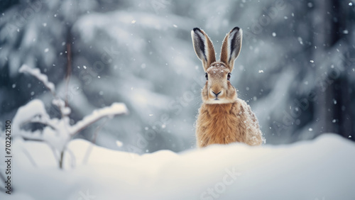 Winter Whisker Wonderland  Enchanting Rabbit in the Snowfall