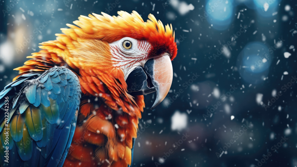 Festive Feathers Frolic: Winter Parrot in the Snow