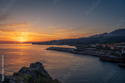 Sunrise from the viewpoint of San Pedro  Llanes  Asturias  Spain.