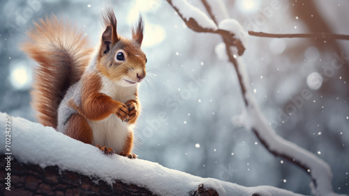 Snowy Nut Nibbler: Squirrel in a Winter Fantasy © Stoksi