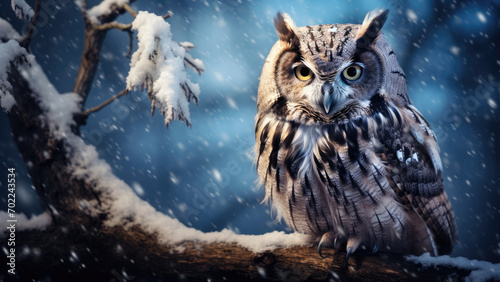 Arctic Owl Elegance: Snowfall Majesty © Stoksi