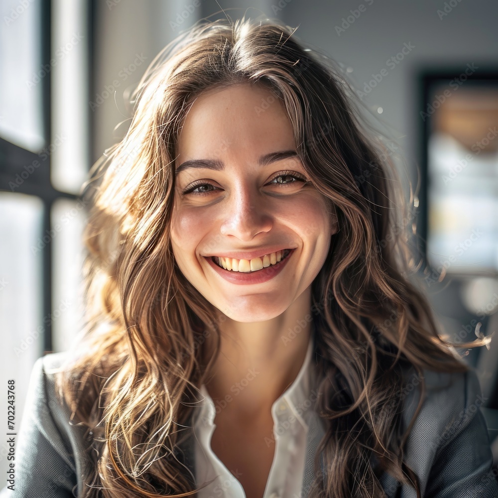 Businesswoman with a smile at the office Businesswoman with a smile at the office