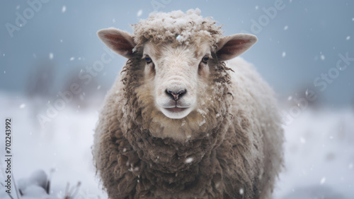 Snowy Serenity: Tranquil Sheep in Winter Wonderland
