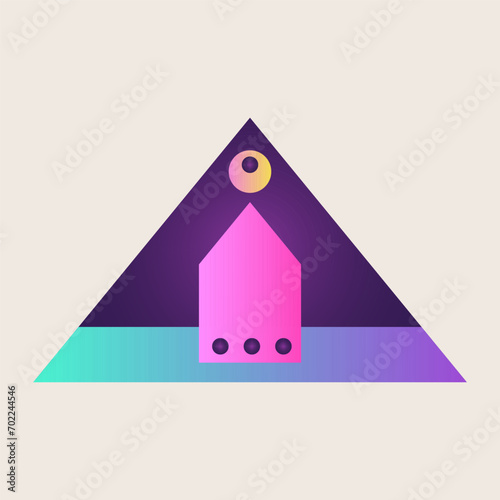 Triangle Cone Pyramid Abstract Gradient Texture Color Geometric Graphic Shape Element Icon Design photo