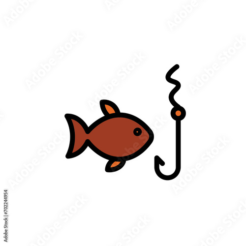 Fish Fishing Hook Filled Outline Icon