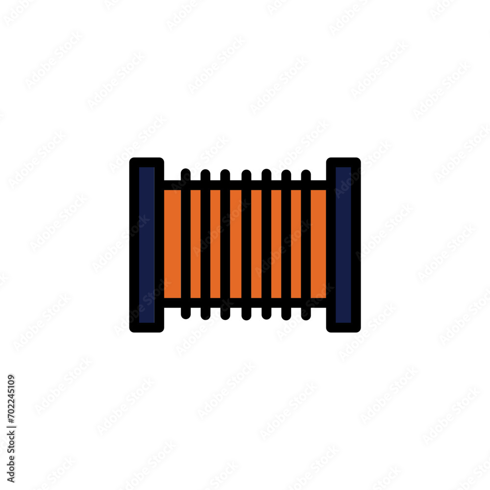 Obraz premium Fish Reel Wire Filled Outline Icon