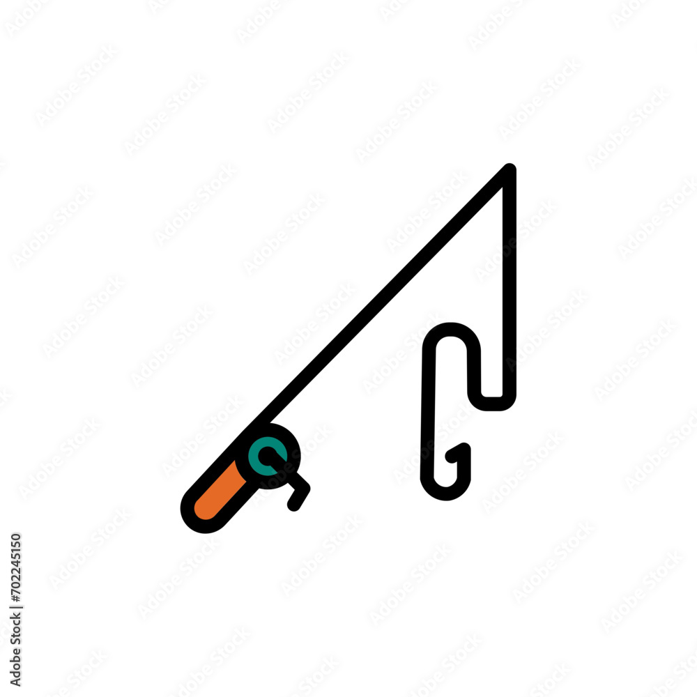 Hook Pole Rod Filled Outline Icon Hook Pole Rod Filled Outline Icon