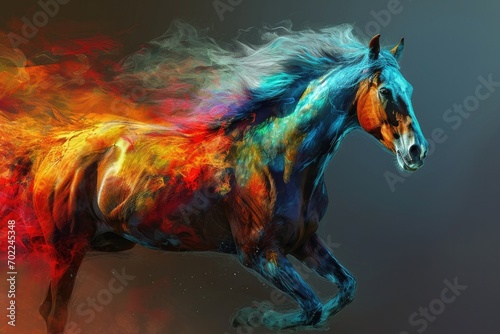 A majestic stallion, adorned with vibrant paint, embodies the beauty of art and the wild spirit of a horse