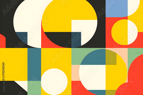 Yellow red green blue Bauhaus geometric pattern background