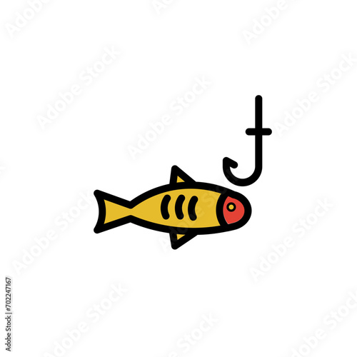 Fishing Hook Bait Filled Outline Icon