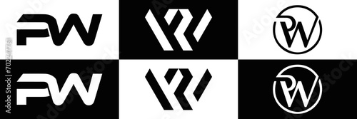  PW logo. P W design. White PW letter. PW, P W letter logo design. P W letter logo design in FIVE, FOUR, THREE style. letter logo set in one artboard. P W letter logo vector design.	

