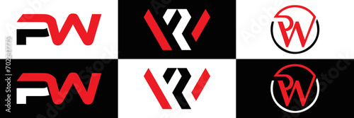 PW logo. P W design. White PW letter. PW, P W letter logo design. P W letter logo design in FIVE, FOUR, THREE style. letter logo set in one artboard. P W letter logo vector design.	
